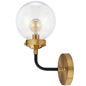 Caleb Brass Vanity Wall Sconce Clear - JONATHAN Y